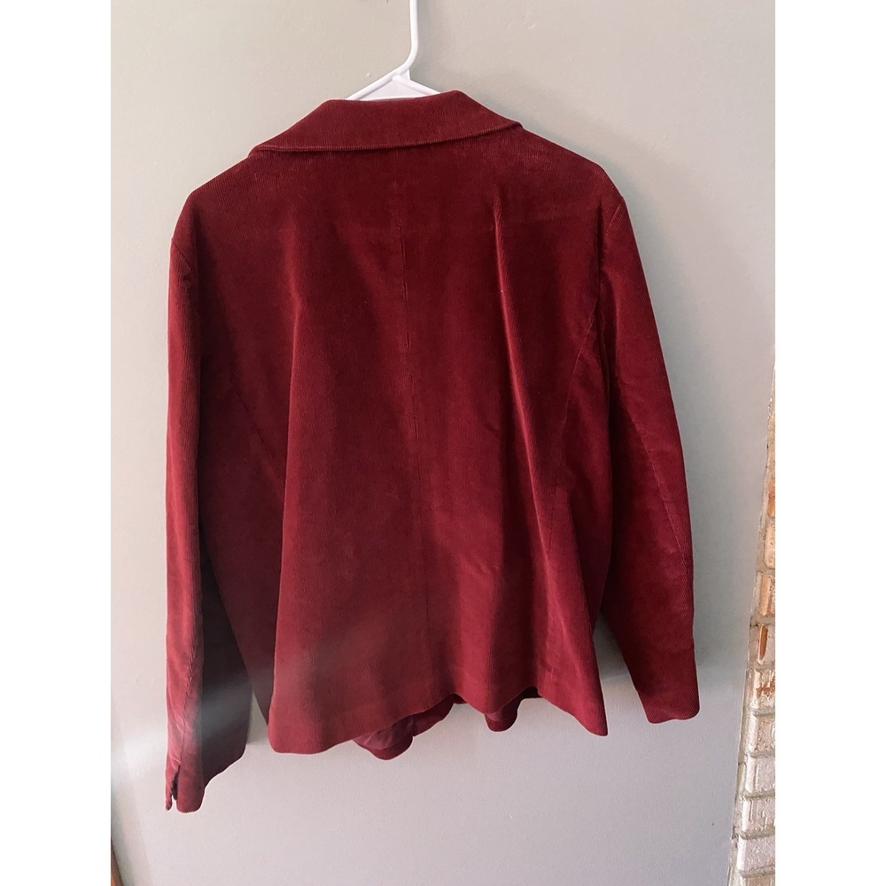 LL Bean  Womens Corduroy Blazer 20 Petite Burgundy  Vintage Classic Academia Y2K - Picture 7 of 9